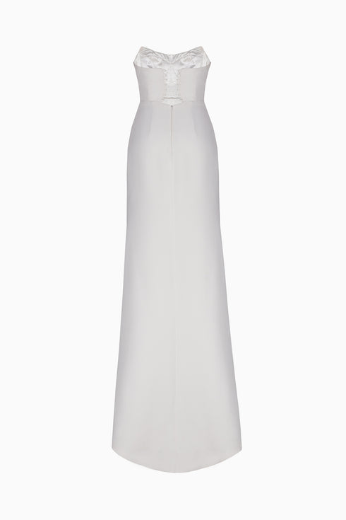 Slit Detailed Strapless Dress